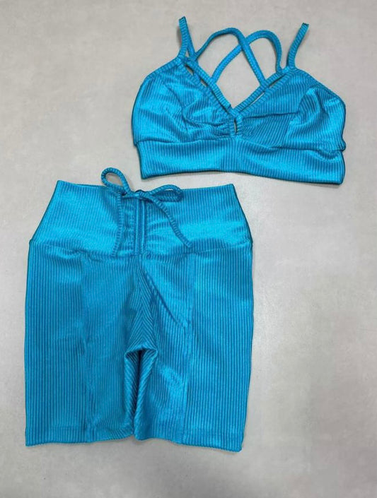 Metallic Blue Scrunch Butt Set